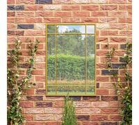 MirrorOutlet The Genestra - Miroir Mural de Jardin Moderne et Contemporain doré - 100 x 70 cm - Verre argenté avec Cadre en métal Noir