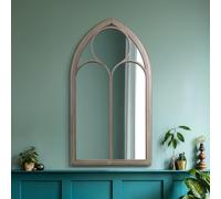 MirrorOutlet The Somerley - Chapelle Rustique en métal arqué ou Miroir décoratif en Forme de Chapelle Couleur Pierre 111 x 61 cm