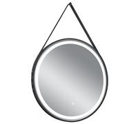 Mirrors and More Finchen 81800102 Miroir LED en métal Noir avec Cordon en Cuir comme Suspension, Tactile on/Off