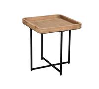 Mirrors and More Table d'appoint rectangulaire avec structure en métal noir, plateau de table aspect bois, hauteur 54 cm