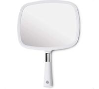 Mirrorvana Grand Miroir à Main avec poignée Confortable pour Coiffeur, barbier et Maquillage, Miroir Professionnel de Salon ou Usage à Domicile (Blanc)