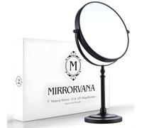 Mirrorvana Grand Miroir de Maquillage grossissant 10x sur Pied pour Chambre et Salle de Bain Miroir Rond Classique Double Face 10x/1x 38 cm x 20 cm (Noir)