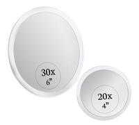 Mirrorvana Lot de 2 miroirs grossissants 30x et 20x avec Ventouse, Miroir Mural pour Maquillage, Petit Miroir loupe pour Salle de Bain, 15 cm x 10 cm