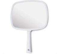 Mirrorvana Miroir à Main avec poignée Ergonomique pour Maquillage, Coiffure à Domicile, Usage Dentaire et barbier, 20,3 cm x 28 cm (Blanc)