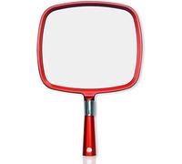 Mirrorvana Miroir à Main pour Coiffeur et barbier, Miroir de Salon Professionnel portatif (Rouge)