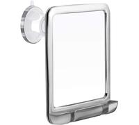 Mirrorvana Miroir de Douche antibuée avec Porte Rasoir, Miroir de Rasage incassable avec Ventouse pour Salle de Bain, 20 cm x 18 cm (Chrome)