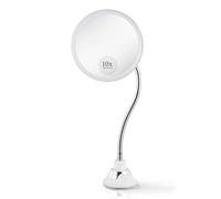 Mirrorvana Miroir de Maquillage grossissant 10x avec col de Cygne Flexible, Miroir de Table et Mural 2 en 1 pour Coiffeuse et Salle de Bain, 17 cm x 17 cm (Rond)