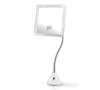 Mirrorvana Miroir de Maquillage grossissant 10x sans éclairage avec col de Cygne Flexible Miroir carré de Table et Mural 2 en 1 pour Coiffeuse et Salle de Bain, 16 cm x 16 cm (Cadre translucide)