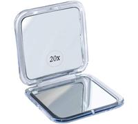 Mirrorvana Miroir de voyage pliable avec grossissement 20x - Petit miroir pour se maquiller en voyage - Mini carré de 8,4 cm - Miroir cosmétique pliable (argent) - 20X - Miroir compact carré