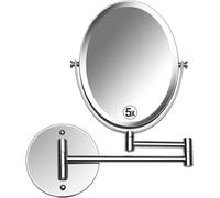 Miroir Grossissant Mural pour Salle de Bain, Miroir Maquillage Mural, Miroir Loupe X5 et X1, 17 x 22 cm