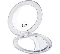 Mirrorvana Petit Miroir de Poche grossissant 15x pour Maquillage Femme, Miroir Rond Pliable Compact avec étui, Accessoire de Sac à Main idéal pour Voyage et retouches beauté (8 cm)