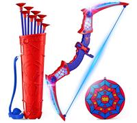 Mirthigig Jouet Garçon 3-12 Ans, ArcFlèche avec Lumières LED Rouges & Bleues, Carquois & Cible Toile Jeux d’Extérieur Enfant 3-12 Ans Cadeau Anniversaire 3 4 5 6 7 8 9 10 Ans Jouets pour Enfants