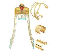 Mirweon Accessoires de déguisement égyptiens pour femme - Serpent d'Halloween - Coiffe égyptienne avec perles - Brassard de poignet - Égypte - Cosplay