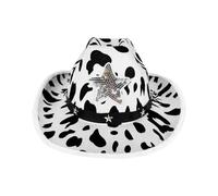 Mirweon Chapeau de cowgirls élégant avec motif de vache - Détails étoile en métal - Confortables - Décorations de cosplay quotidiennes - Activités de plein air - Coton respirant