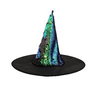 Mirweon Chapeaux de sorcière pour Halloween, accessoire de costume pour Halloween, décorations de fête, chapeau avec paillettes scintillantes pour bal masqué