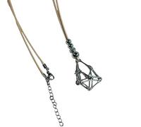 Mirweon Collier élégant en métal avec pendentif en forme de cage en cristal et pierres précieuses naturelles avec chaîne réglable pour un usage quotidien, Imitation Rhodium Plated, Comme décrit, Comme