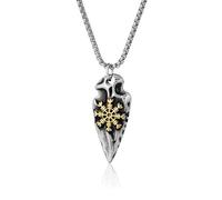 Mirweon Collier multi-usage avec pendentif en forme de bouclier de runes vikinged en acier inoxydable antique doré pour homme