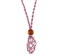 Mirweon Collier rétro avec pendentif en pierre naturelle tissée - Poche filet creuse - Bijoux faits à la main pour homme et femme - Sans support de collier réglable