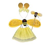 Mirweon Costume de princesse 3 ou 4 pièces pour enfants filles avec paillettes, aile de fée, baguette, oreille, bandeau, tutu, fournitures de fête