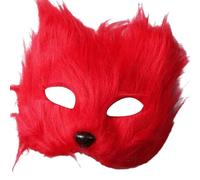 Mirweon Demi-visage de renards d'Halloween avec peluche douce pour les fêtes à thème, les concours costumés et la photographie, cadre pratique, longue balle en peluche renards