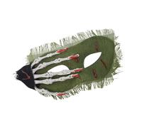 Mirweon Demi-visage d'horreur squelettique éclaboussures de sang pour cosplay, spectacles sur scène et accessoires photo d'Halloween pour adultes