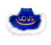 Mirweon Homburg bleu avec chapeau haut de forme unique à plumes Panama Porkpie Surprise Juillet 4th Unisexe Party Fedoras