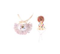 Mirweon Lot de 2 chapeaux d'anniversaire pour chiens et chats avec pompons à paillettes - Bavoir pratique pour les mascarades - Chapeau coloré et bavoir pour carnaval - Pour chiens de petite taille