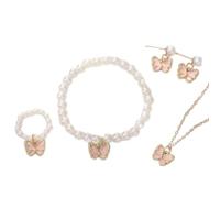 Mirweon Parure de bijoux tendance avec perles d'imitation papillon pour petite fille