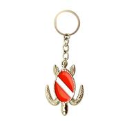 Mirweon Porte-clés en alliage de zinc avec drapeaux de plongée, créature marine, accessoire de sac tendance pour plongeur et voyageurs, texture lisse, Tortue, taille unique
