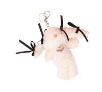 Mirweon Porte-clés mignon lapin en peluche souple figurine porte-clés ornement porte-clés accessoire PP coton texture pour sac quotidien breloque, Noir , taille unique