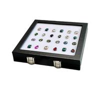 Mirweon Présentoir à bijoux pratique en verre avec doublure en éponge pour pierres précieuses et cristaux