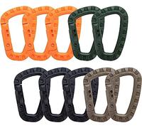 Mis.Moon 10 Pièces Mousqueton Plastique Tactique, Porte-clés en Forme de D, Multifonction, Boucle pour Sac à Dos, Clés, Bouilloire, Camping Randonnées