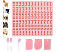 Mis.Moon 5 Formes Moule Nourriture pour Chien, Avec Pinceau + Racloir à Pâte + Goutte d'eau, Mini Moule d'hémisphère Moule à Friandises Pour Animaux de Compagnie