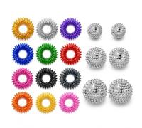 Mis.Moon Lot de 52 bagues de massage pour les doigts, 8 couleurs, anneaux sensoriels anti-stress, d'acupression, silencieux et masseur (12 pièces + 6 boules argentées)