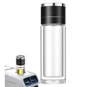 Misaakoeq Bouteille d'Eau en Verre | Gobelet en Verre Double Paroi avec Couvercle,Résistant aux hautes températures mug de voyage réutilisable portable pour thé pour adultes