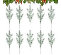 Misaakoeq Branches De Pin 10 Pièces, Rameaux de Végétation Festive pour Décoration Noël, Décorations Végétales pour Artisanat Création de Couronnes Centre de Table Salon Mariage