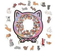 Misaakoeq Casse-Tête en Bois - Décoration D'Intérieur Mignonne en Forme De Chat | Jeux De Puzzle en Bois d'animaux pour Adultes | pour Femmes, Hommes, Fils, Filles, Adolescents