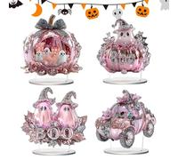 Misaakoeq Centres de Table Halloween, 4 Pièces Décoration en Acrylique 2D sur Le Thème Fantôme Et pour Voiture, Décoration De Fête, pour Maison Salon Chambre Bureau Lieu de Travail Centre de Table