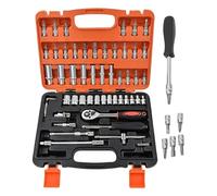 Misaakoeq Ensemble De Clés À Cliquet Et Douilles,Avec Coffret De Rangement Kit De Clés Multifonctionnel 53 Pièces | Clé À Cliquet Pour L'Entretien Domestique,Pour La Plomberie Et Les Constructions