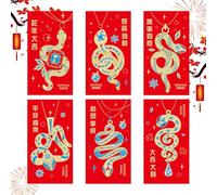 Misaakoeq Enveloppes rouges de l'année du serpent,paquet rouge de l'année du serpent, 6X Paquet Rouge Chanceux Argent, Hong Bao - enveloppes rouges de poche année du serpent, enveloppes rouges