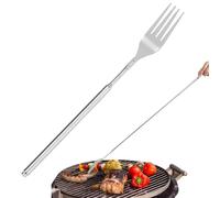 Misaakoeq Fourchette Télescopique,Manche Long Antidérapant En Acier Inoxydable,Ustensiles Cuisine Barbecue Fourchette Rétractable - Pour Maison Bureau Camping Voyage Grillade Extérieur Pêche Randonnée