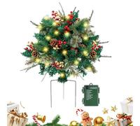 Misaakoeq Garniture pour Jardinière De Noël Extérieur,Décoration Artificielle Lumineuse pour Les Fêtes,Décoration pour Sapin De Noël - pour Porte D'Entrée Entrée Pas De Porte Patio Escalier Allée