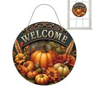 Misaakoeq Panneau de bienvenue à la citrouille, panneau de bienvenue d'automne | Panneaux de porte Panneau de bienvenue Panneau d'automne | Panneau en bois de cintre de porte de décor de porte