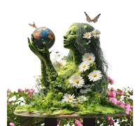Misaakoeq Piquet de jardin en acrylique, statue de déesse de la terre, accessoires d'extérieur, insert de sol, décoration de pot de fleurs en acrylique 2D pour pelouse, jardin