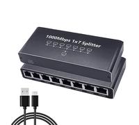 Misaakoeq Répartiteur Ethernet Gigabit | Multiport Internet 8 Ports - Adaptateur et Extendeur Haut Débit 1000 Mbps Portable Branchez et Jouez pour Streaming sur Ordinateur PC Portable et Télévision