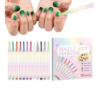 Misaakoeq Stylos À Ongles Acryliques - 12 Couleurs De Marqueurs De Design Graffiti Pour Manucure | Les Stylos À Dessin Pour Ongles | Pour Les Femmes, L'Épouse, Les Adultes, Les Jeunes, La Mère, La