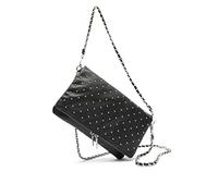 MISAKO Sac à bandoulière avec double poignée et détails métalliques à la mode pour femme avec double poignée (Tachita Noir 18X27X4cm)