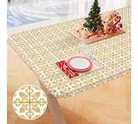 misaya Nappe rectangulaire en vinyle, nappe élastique ajustée avec envers en flanelle, 100 % plastique imperméable, pour tables pliantes de 1,2 m, pour pique-nique, camping, extérieur (doré, 76,2 x