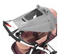 Misazy Pare-Soleil Poussette Universelle avec Protection UV 50+ et Imperméable - Parasol avec Hublot et Ailes d'Abat-Jour, Gris