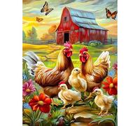 MISCER Diamond Painting Kit, Poules Peinture Diamant Adulte, Coq 5D Diamond Painting Complet Diamant Kit Enfants, Cadeau Décoration Muraled'intérieur Avec Outils Cadeau 30x40cm